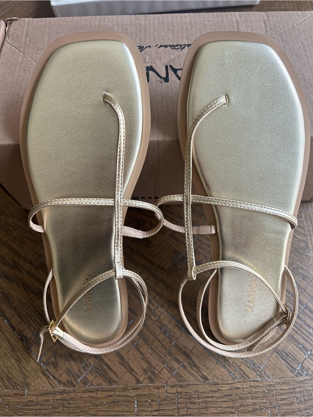 NIB Kaanas Aisha Strappy Gladiator Sandal in Gold - Picture 5 of 10